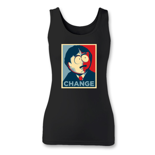 High quality print of this slim fit randy marsh change women tank top will turn heads. And bystanders won't be disappointed - the racerback cut looks good one any woman's shoulders.