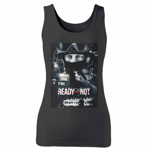 High quality print of this slim fit ready or not women tank top will turn heads. And bystanders won't be disappointed - the racerback cut looks good one any woman's shoulders.
