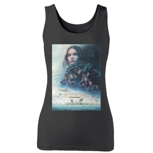 High quality print of this slim fit rogue one a star wars story movie women tank top will turn heads. And bystanders won't be disappointed - the racerback cut looks good one any woman's shoulders.