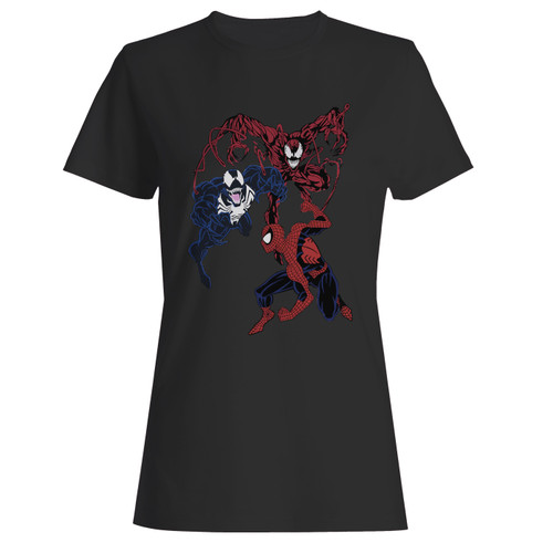 These are venom carnage spider man women t shirt that are cute tied to the side or paired with a cardigan or jacket for a more styled look. So comfy and classic, they are sure to make your vacation extra magical.