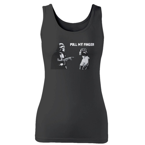 High quality print of this slim fit star wars pull my finger women tank top will turn heads. And bystanders won't be disappointed - the racerback cut looks good one any woman's shoulders.