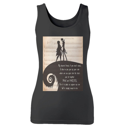 High quality print of this slim fit the nightmare before christmas jack and sally quote women tank top will turn heads. And bystanders won't be disappointed - the racerback cut looks good one any woman's shoulders.