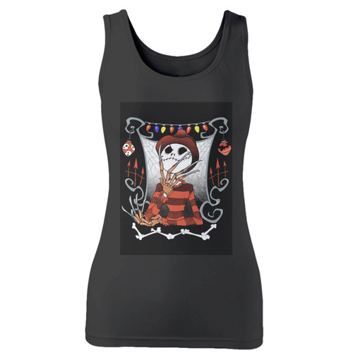 High quality print of this slim fit the nightmare jack king women tank top will turn heads. And bystanders won't be disappointed - the racerback cut looks good one any woman's shoulders.
