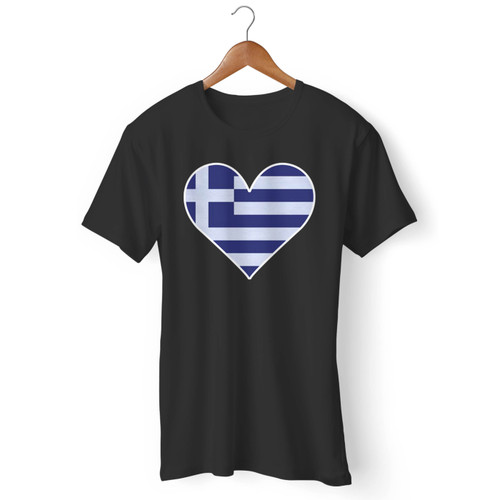 Greek Flag Heart Men T Shirt