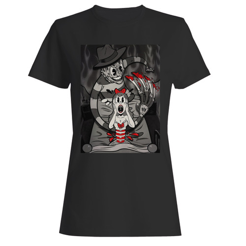 These are freddy krueger vintage cartoon women t shirt that are cute tied to the side or paired with a cardigan or jacket for a more styled look. So comfy and classic, they are sure to make your vacation extra magical.