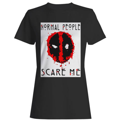 These are horror deadpool normal people scare me movie women t shirt that are cute tied to the side or paired with a cardigan or jacket for a more styled look. So comfy and classic, they are sure to make your vacation extra magical.