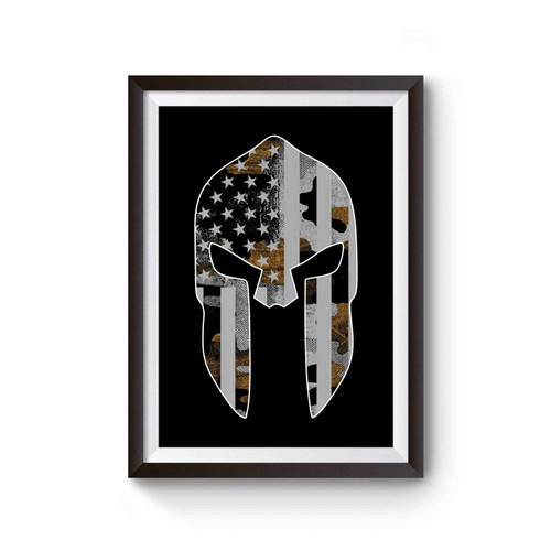 American Flag Camo Spartan Helmet Poster