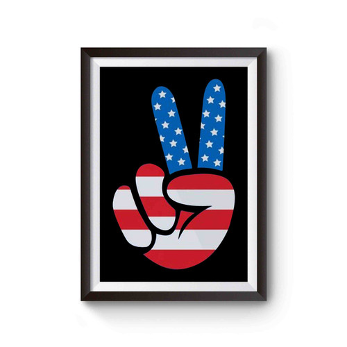 American Flag Peace Sign 4th Of July Poster