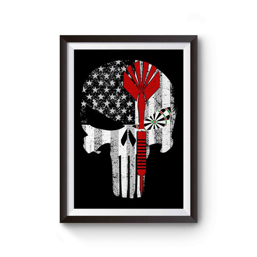 American Flag Red Dart Skull Poster