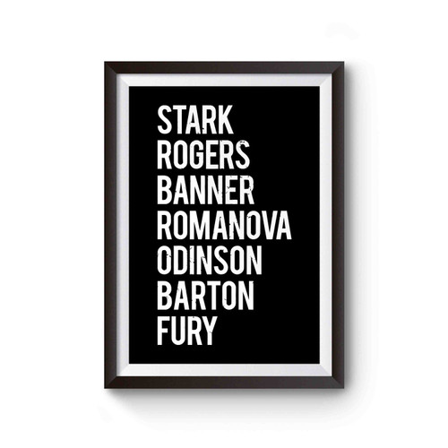 Avengers Names Avengers Infinity War Infinity Gauntlet Marvel Poster
