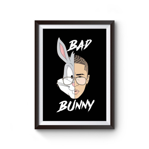 Bad Bunny Face Cartoon Poster