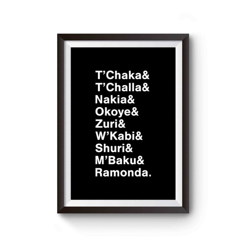 Black Panther Character Names White Poster