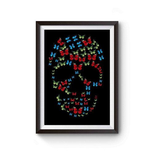 Butterfly Skull Colourful Poster