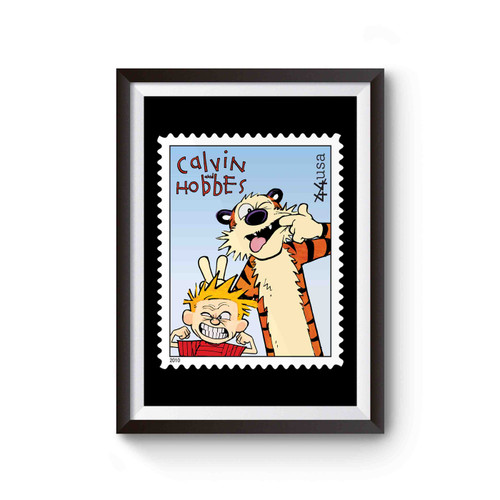 Calvin And Hobbes Stamp Funny Faces Poster