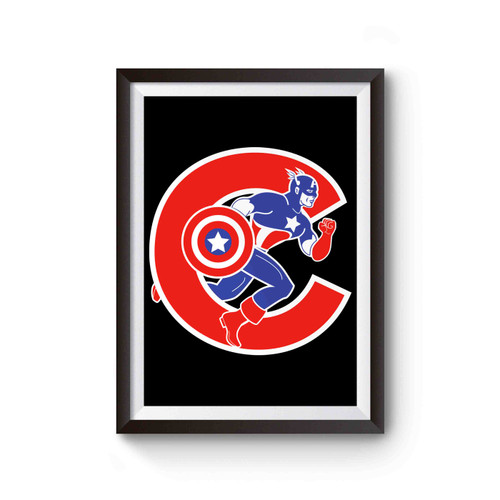 Captain America Meshed With The Chicago Cubs Logo Poster