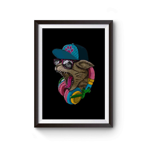 Crazy Dj Cat Design Poster