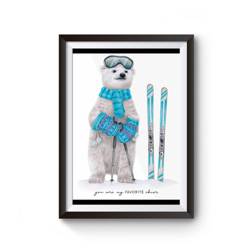 Cute Baby Bear Ski Poster