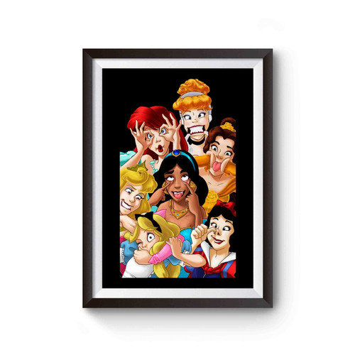 Disney All Princesses Characters Joking Funny Poster
