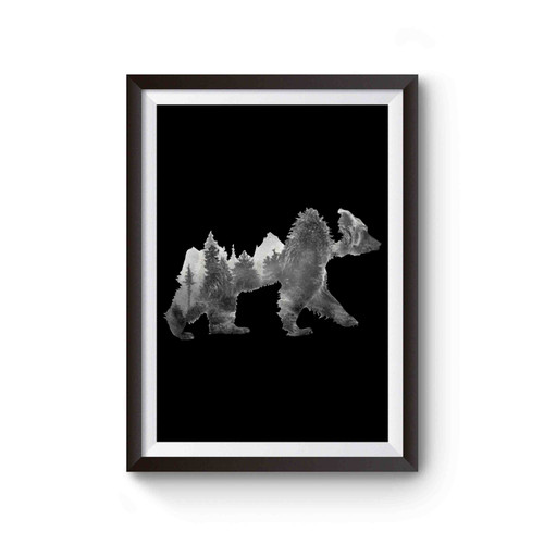 Double Exposure Bear And Forest Poster