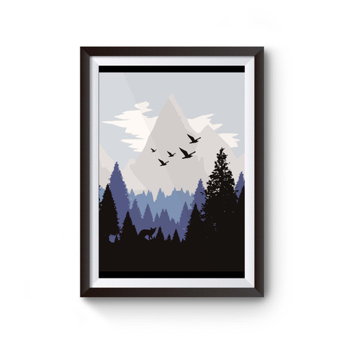 Flat Cold Blue Mountains Poster