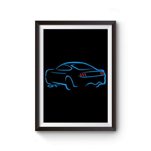 Ford Mustang Gt Sketch V8 American Muscle Car Poster