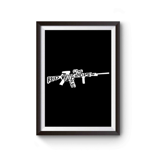 Gun Military Red White And Pew Poster