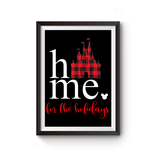 Home For The Holidays Buffalo Plaid Disney Castle Poster