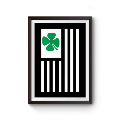 Irish American Flag St. Patrick's Day Shamrock Four Leaf Clover Poster
