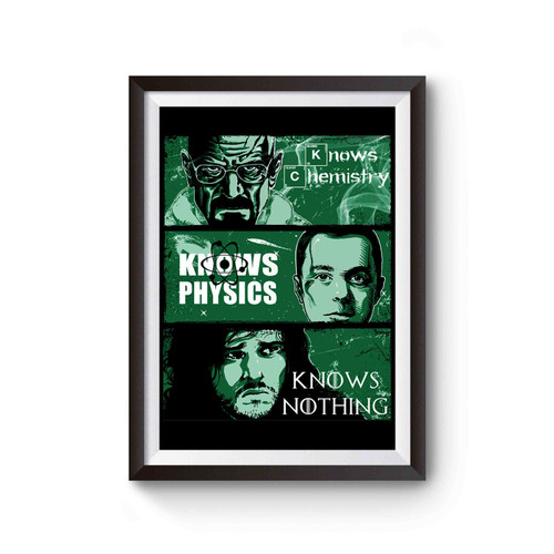 Knows Chemistry Knows Physics Knows Nothing Heisenberg Sheldon Cooper Jon Snow Poster