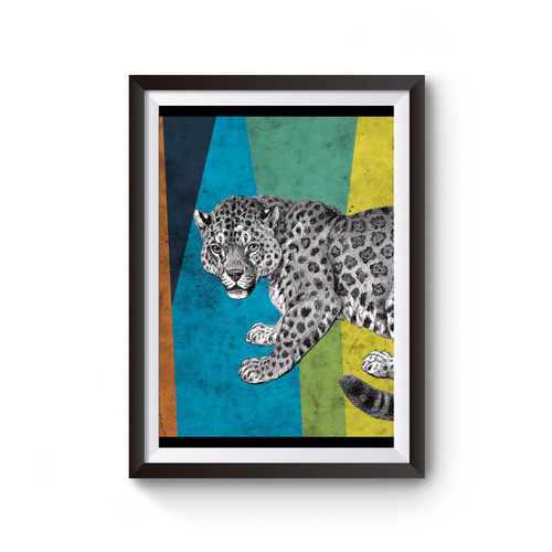 Leopard On Colorful Art Stripes Poster