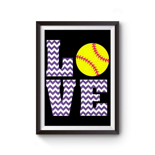 Love Softball Chevron Poster