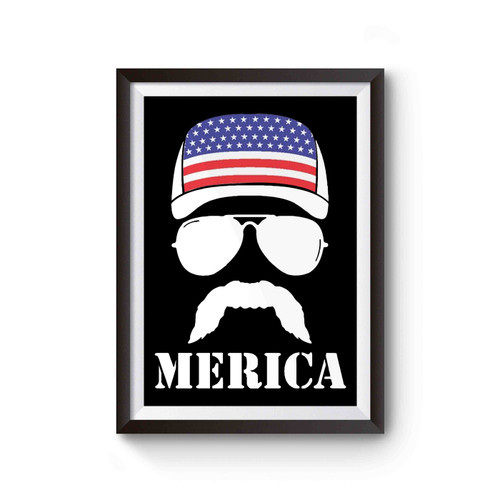 Merica Flag Cap Mustache Poster