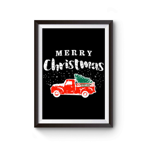 Merry Christmas Truck With Tree Poster