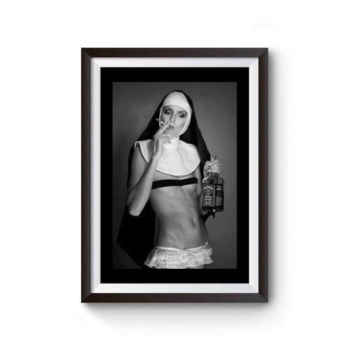 Nun Smoking Drink Weed Funny Poster