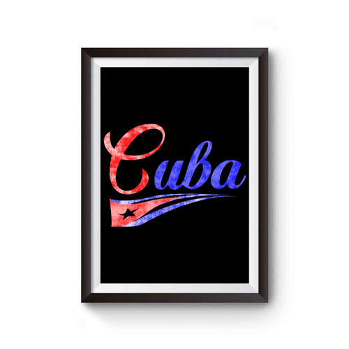 Political Cuba Flag Script Font Poster