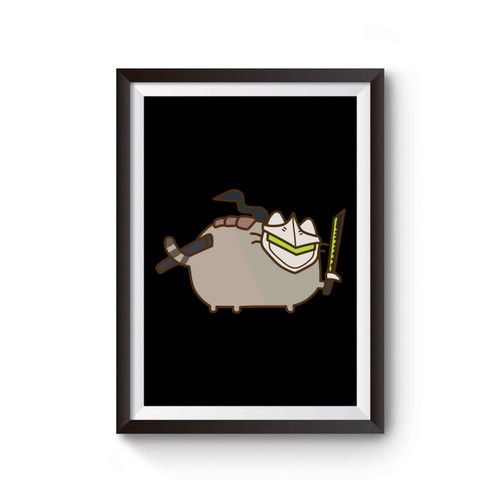 Pusheen Genji Overwatch Parody Poster