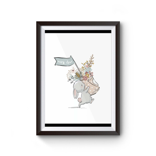 Rabbit Flowers With Love Poster