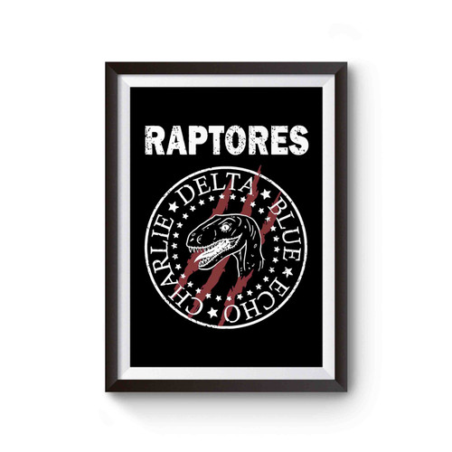 Raptores Dinosaur Blue Echo Charlie Delta Funny Jurassic World Mashup With Ramones Band Poster