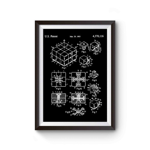 Rubik's Cube Patent Art Blueprint Schematic Poster