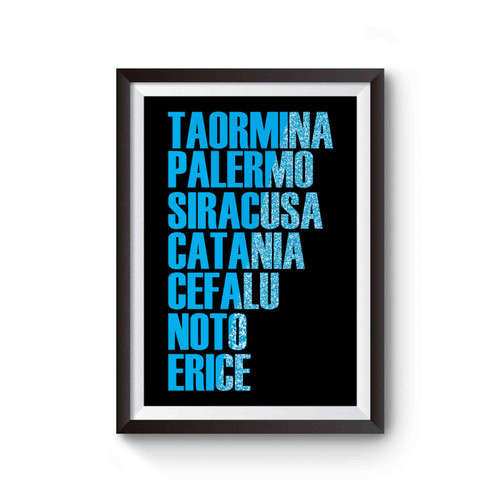 Sicilian Typography Taormina Palermo Siracusa Poster