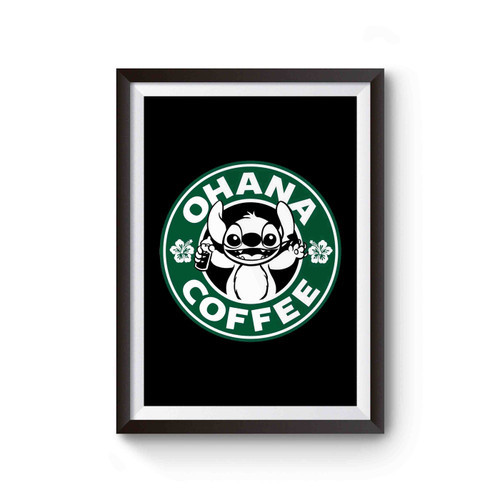 Stitch Ohana Cute Stitch Coffee Poster