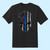 Blue Line American Flag Skull Men T Shirt