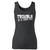 High quality print of this slim fit trouble is my middle name women tank top will turn heads. And bystanders won't be disappointed - the racerback cut looks good one any woman's shoulders.