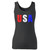 High quality print of this slim fit usa red white and blue women tank top will turn heads. And bystanders won't be disappointed - the racerback cut looks good one any woman's shoulders.