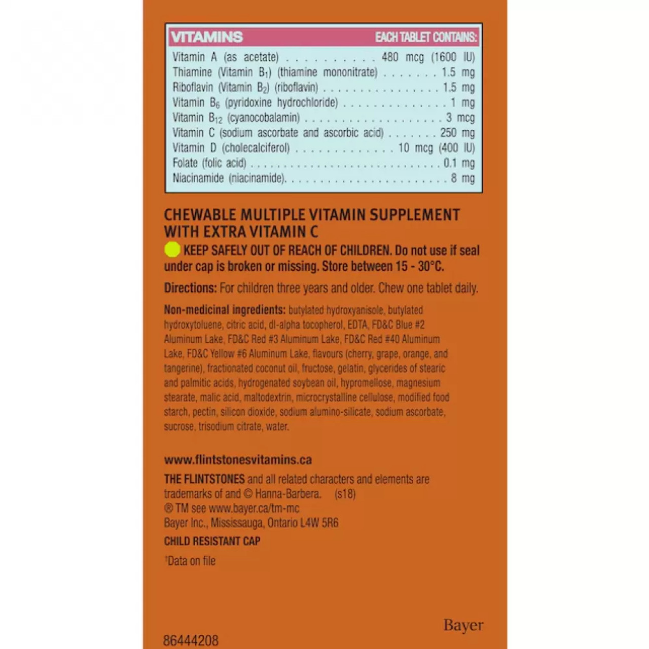 Flintstones Extra Vitamin C Multivitamin Chewable Cherry/Grape/Orange