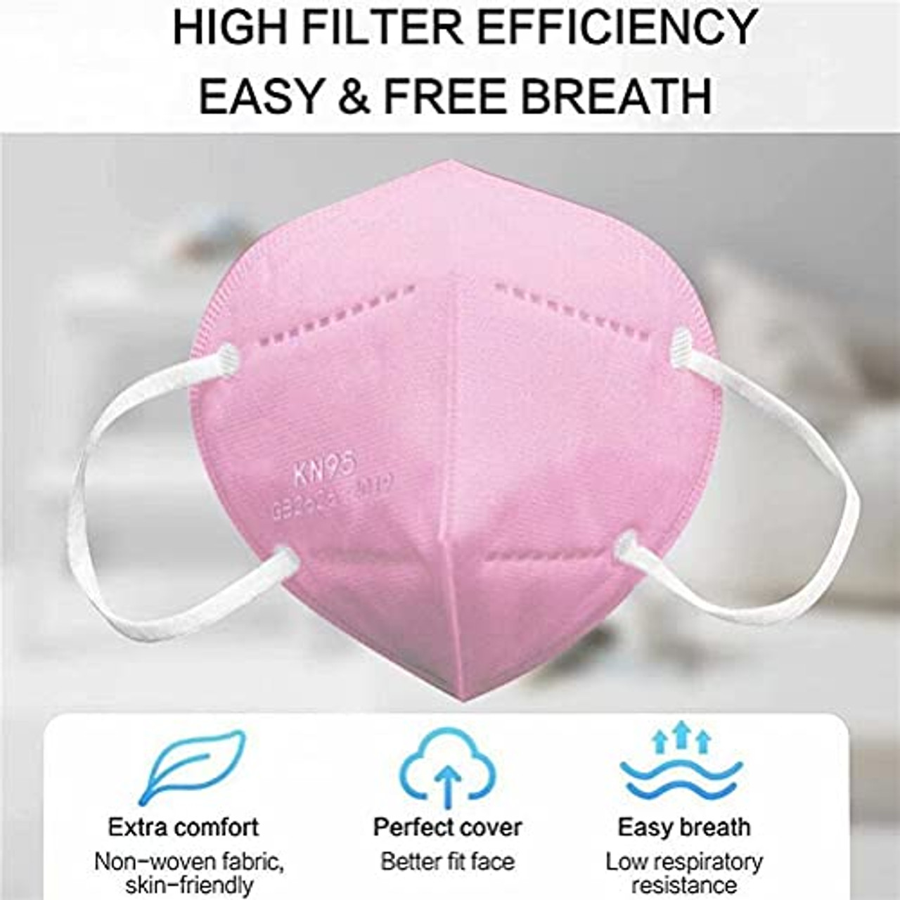 Pink KN95 Disposable 4-layer Face Mask