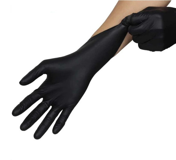 Black disposable nitrile gloves