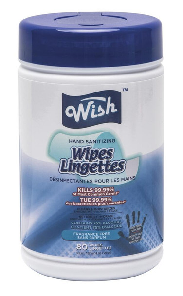 Wish Hand Sanitizing Wipes Can 80CT 75% Alcohol