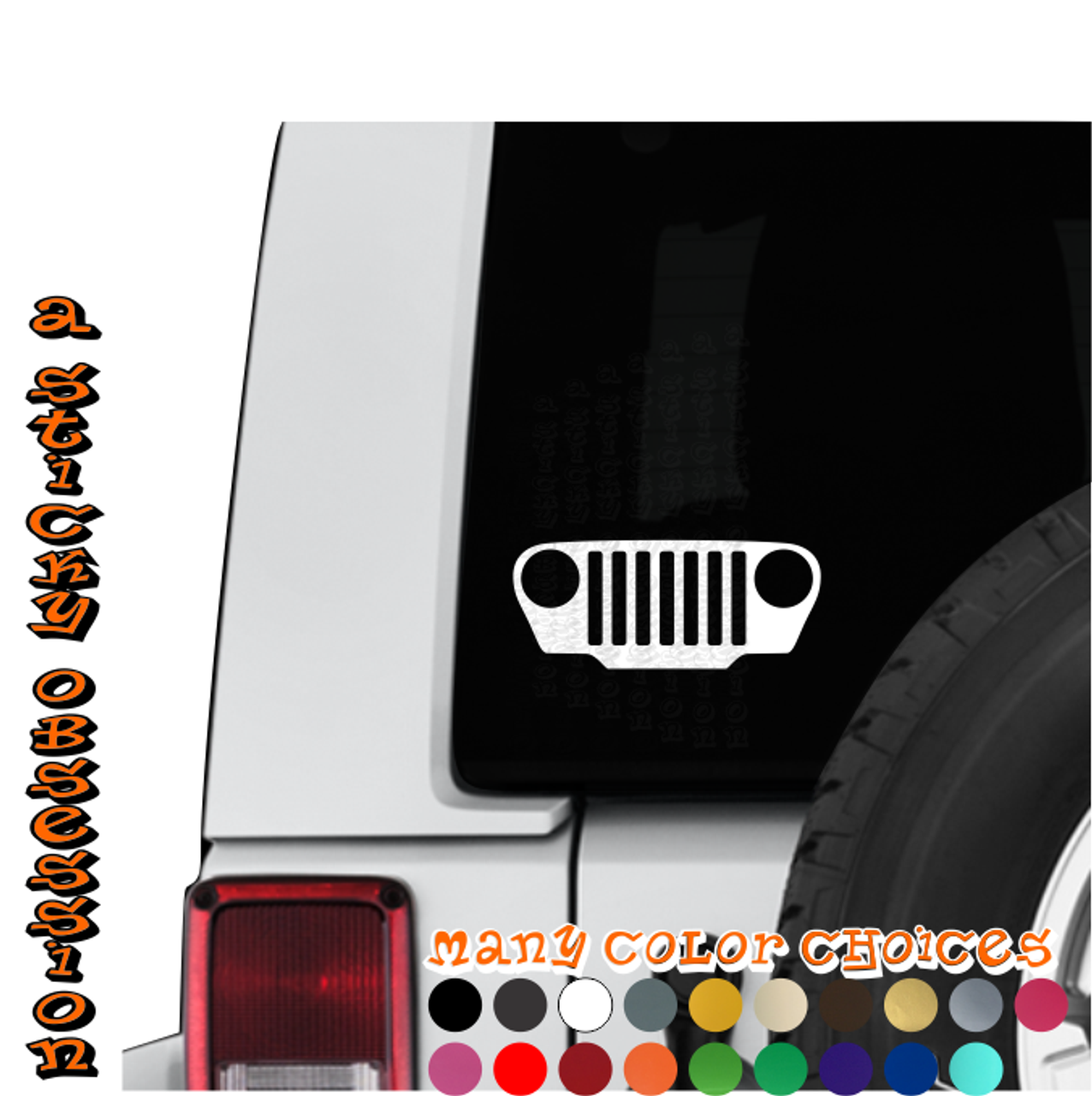 Jeep Wrangler TJ Grill Decal Sticker - A Sticky Obsession