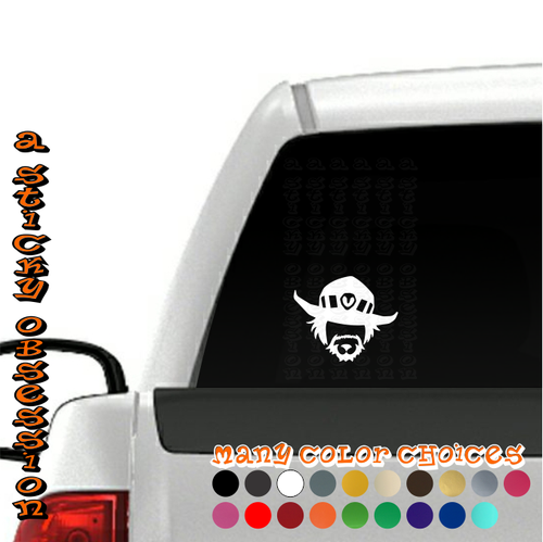 Overwatch McCree white decal on truck
